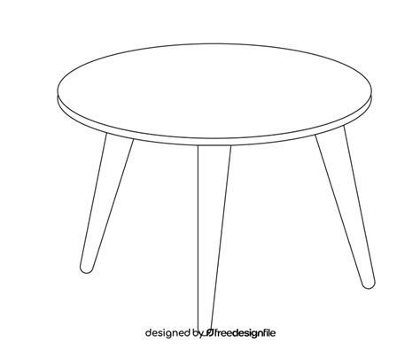Wooden coffee table black and white clipart vector free download
