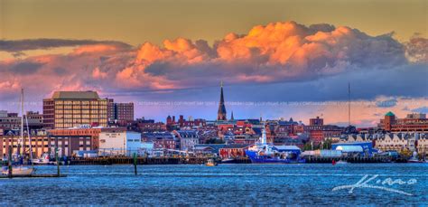 Portland Maine Skyline of the Marina | HDR Photography by Captain Kimo