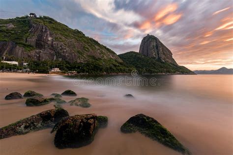 Sunrise in Rio De Janeiro with the Sugarloaf Mountain Stock Image - Image of evening, ocean ...