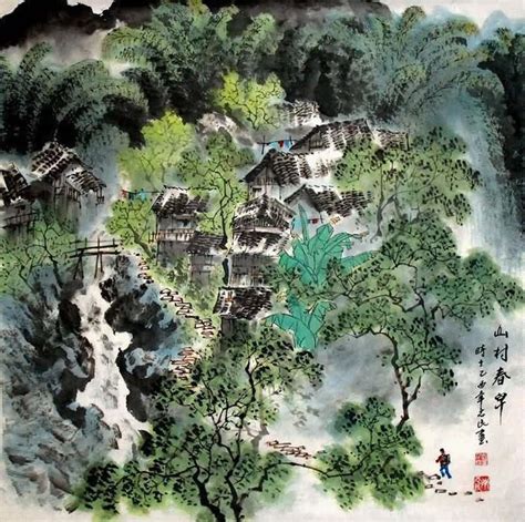 Chinese Village Countryside Painting 1186004, 69cm x 69cm(27〃 x 27〃)