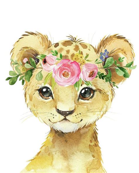 Watercolor Lion Leopard Zoo Animal Safari Art Print Art Print by Pink Forest Cafe | Watercolor ...