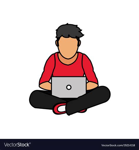 Boy with laptop design Royalty Free Vector Image