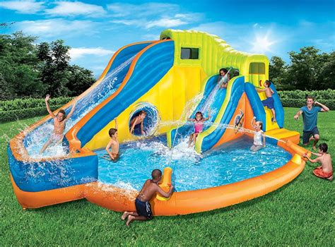 Inflatable Water Park Pool with Slides & Cannons