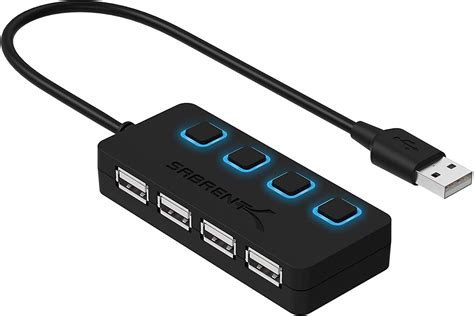 Buy SABRENT 4 Port USB 2.0 Data Hub with Individual LED lit Power ...