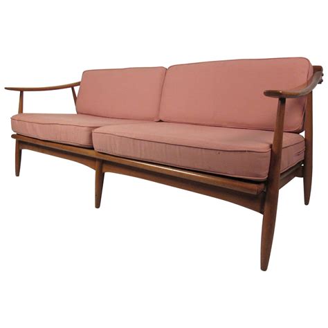 Mid Century Modern Wood Frame Sofa For Sale at 1stdibs