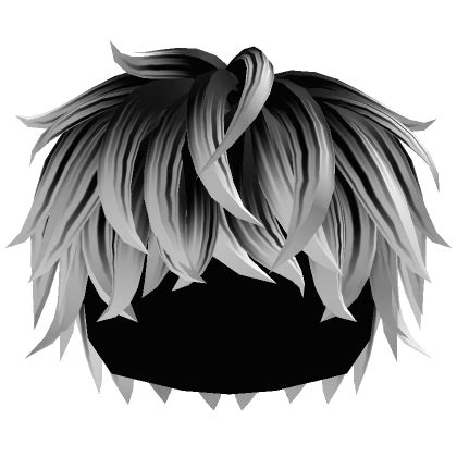 Black to White Fluffy Messy Anime Hair | Roblox Item - Rolimon's