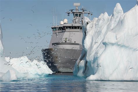 The Nordkapp-class icebreaker patrol ship NoCGV Svalbard (W303) of the Norwegian Coast Guard ...