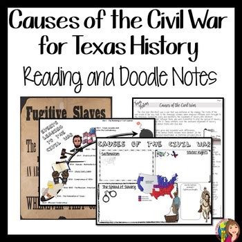 Causes of the Civil War in Texas DOODLE NOTES for Texas History 7th ...