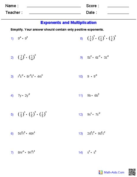 Practice Worksheet Solving Exponential Equations