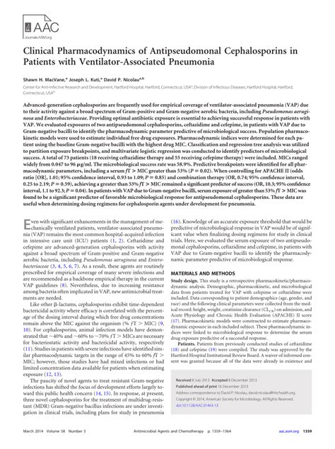 (PDF) Clinical Pharmacodynamics of Antipseudomonal Cephalosporins in Patients with Ventilator ...