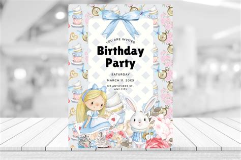 Alice in Wonderland Tea Party Invitation Birthday EDITABLE - Etsy