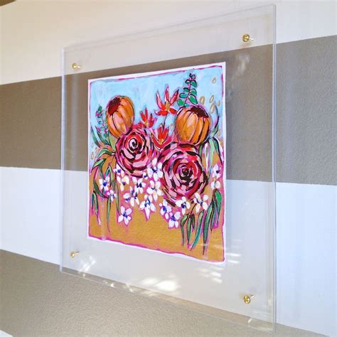 lucite framed flowers for jane 12"x12" | Painting, Flower frame ...