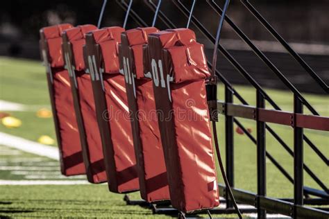 American Football Practice Sled Stock Photo - Image of pads, grass ...