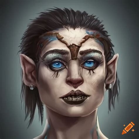 Female dnd goliath character with tribal face tattoo on Craiyon