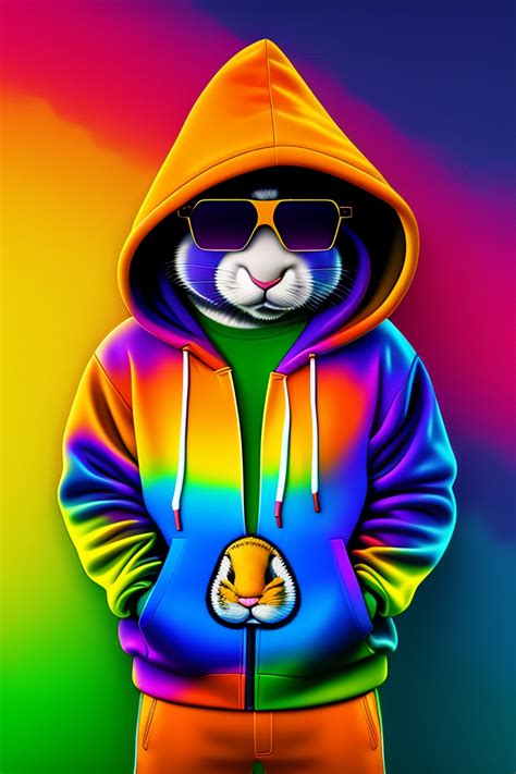 Lexica - A stuffed rabbit wearing a colorful hoodie and sunglasses, hip ...