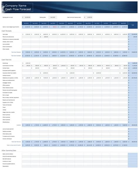 Small Business Cash Flow Forecast Template In Excel (Download.Xlsx)