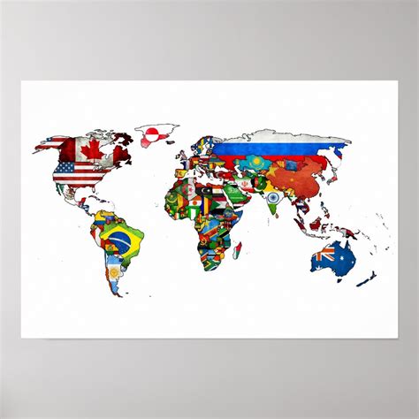 HD World Flags Map Poster | Zazzle