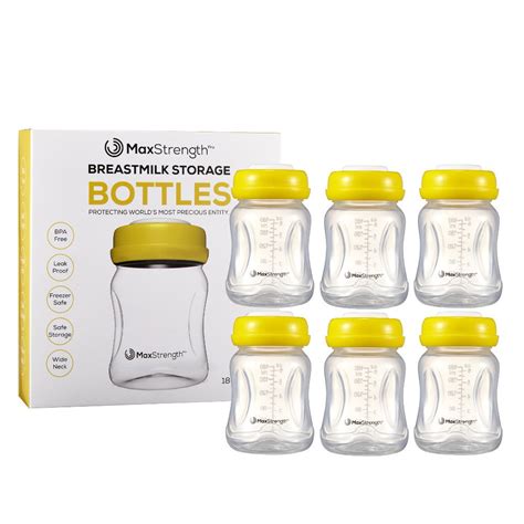 Buy Max Strength Pro milk Bottles 6pc Set with Leak Proof Lids, 6.oz 180ml Reusable Wide Neck ...