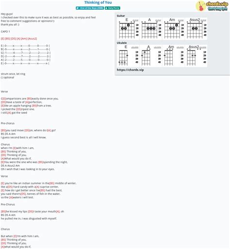 Chord: Thinking of You - Katy Perry - tab, song lyric, sheet, guitar, ukulele | chords.vip