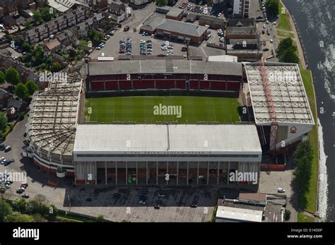 An aerial view of The City Ground, Nottingham UK. Home of Nottingham ...