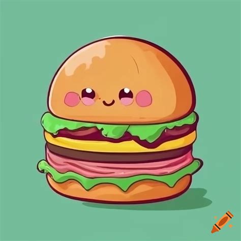 Cute and kawaii burger illustration on Craiyon