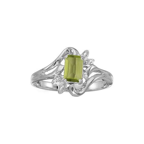 14k White Gold Emerald-cut Peridot And Diamond Ring | Atlanta West Jewelry | Douglasville, GA