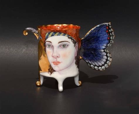 Red Spotted Purple Butterfly Cup , Hand Sculpted Porcelain with Illustration 1 Porcelain ...