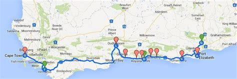 Detailed Map Garden Route Cape Town To Port Elizabeth - Garden Design Ideas