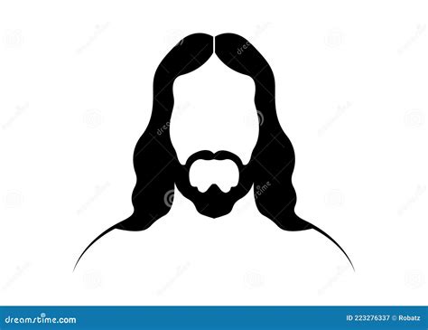 Jesus Christ, Graphic Portrait Vector Black Silhouette Isolated On White Background ...