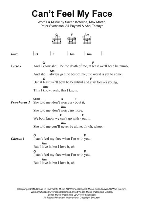 Can't Feel My Face by The Weeknd - Guitar Chords/Lyrics - Guitar Instructor