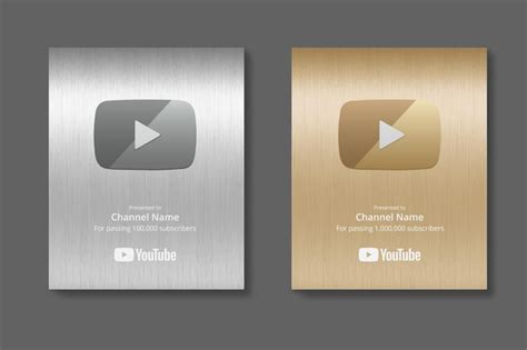 Premium Vector | Silver and gold youtube play button vector mockup