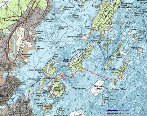 Casco Bay Maine Map | ... trip around Calendar Islands, Portland Harbor ...