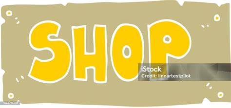 Flat Color Illustration Of Shop Sign Stock Illustration - Download Image Now - Art, Art Product ...