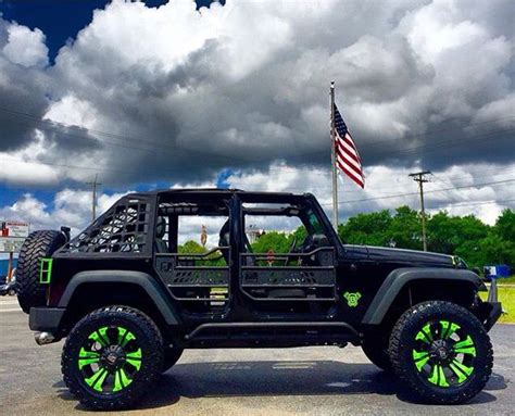 BLACK WITH LIME GREEN WHEELS GREAT LIFT CUSTOMIZED DOORS | Lime green ...