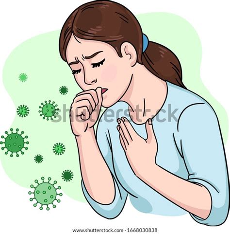 Coughing Woman Coronavirus Covid19 Symptom Spreading Stock Vector ...