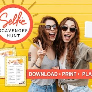 Summer Scavenger Hunt Selfie Printable Summer Photo Scavenger Hunt Ideas Team Scavenger Hunt ...