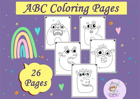 Monster Alphabet Coloring Pages ABC Coloring Sheets Printable Coloring Book Letters Activities ...