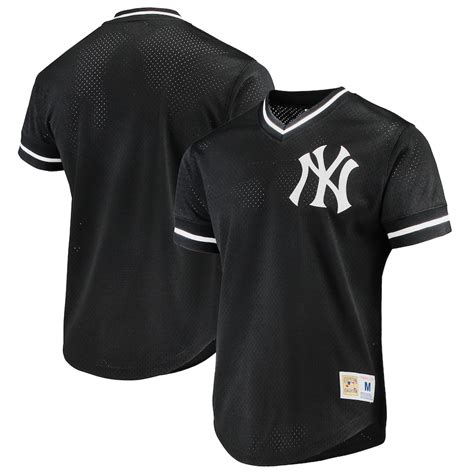 Mitchell & Ness New York Yankees Black Mesh V-Neck Jersey