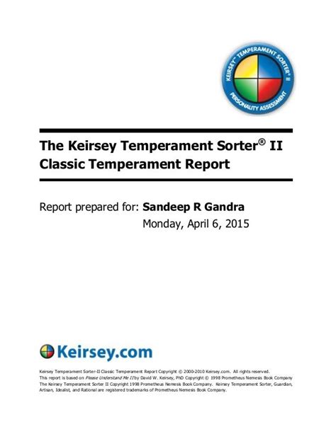 Keirsey Temperament Sorter II_Sandeep