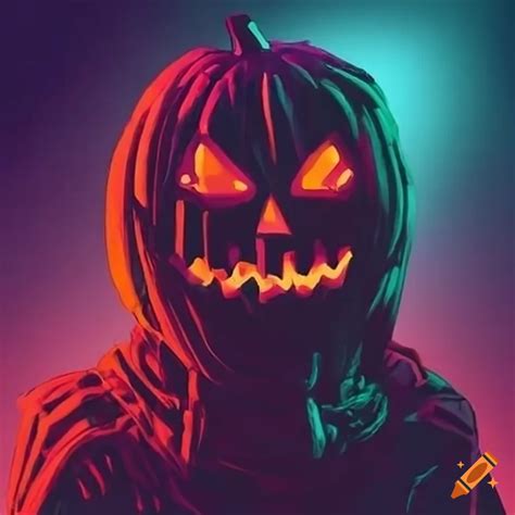 Cyberpunk pumpkin artwork on Craiyon