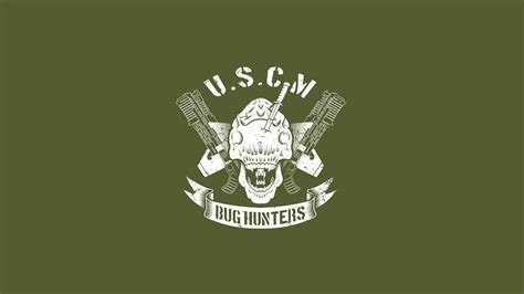 USCM Bug Hunters logo, aliens, minimalism, simple background HD wallpaper | Wallpaper Flare