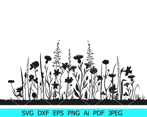 Flower SVG Files Field Flowers Svg Wildflowers Svg Flower - Etsy