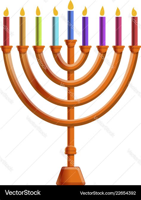 Colorful menorah candle icon cartoon style Vector Image