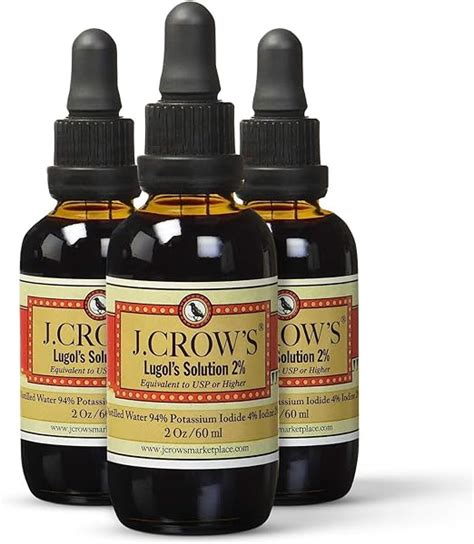 J.CROW'S® Lugol's Solution of Iodine 2% 2 oz Three Pack (3 Bottles) : Amazon.com.au: Pet Supplies