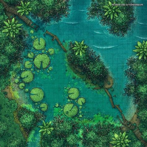 The Mangrove Swamp - Battlemap [30x30] - battlemaps | Dungeon maps, Fantasy map, Dnd world map