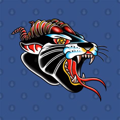 Demon Panther - Traditional Tattoo Art - T-Shirt | TeePublic