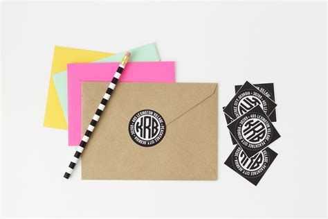 Monogram Return Address Labels — When it Rains Paper Co. | Colorful and ...