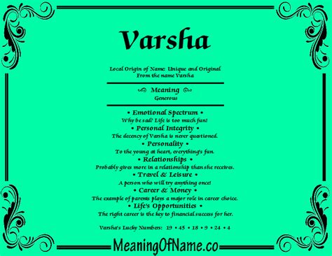 Varsha - Meaning of Name