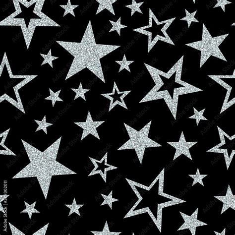 Vecteur Stock Seamless pattern with silver glitter sparkle stars on ...