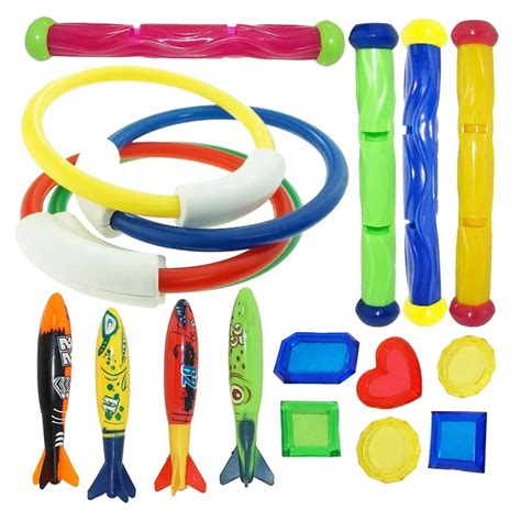 2020 New Arrival 17 Pcs Diving Pool Toys Jumbo Set Underwater Swimming Diving Holiday Toys ...